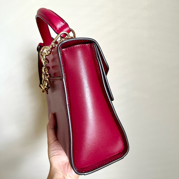 NWT Michael Kors Sloan Red/Wine Color Medium Top Handle Satchel with dust bag - Picture 4 of 15